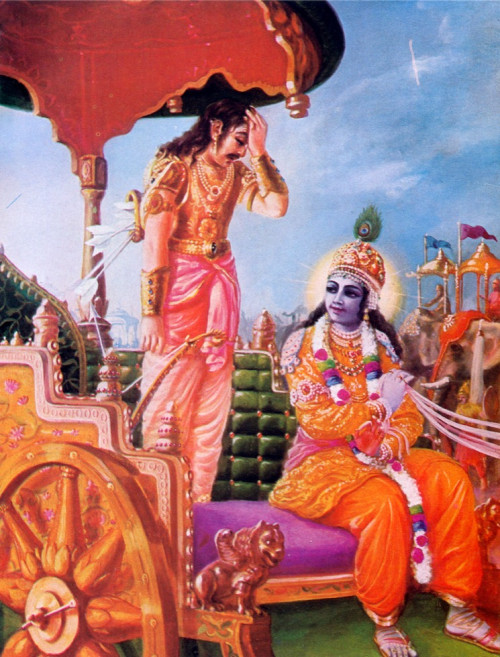krishna and arjuna on the battlefield